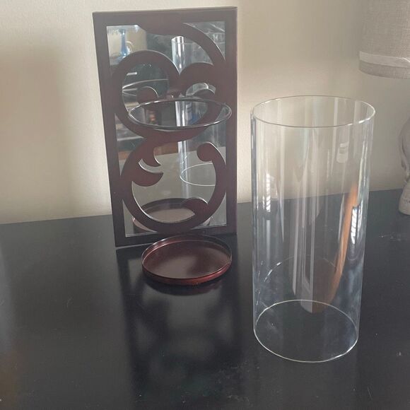 Decorative Brown Metal & mirror Wall mounted glass candle holder sconce decor - Picture 3 of 10